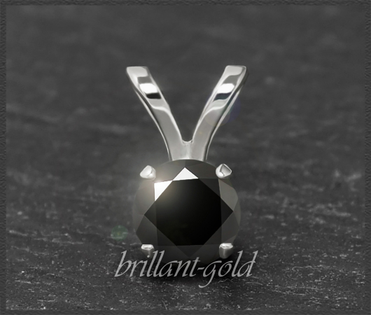 Brillant Anhänger in 585 Gold, 1,27ct, schwarz
